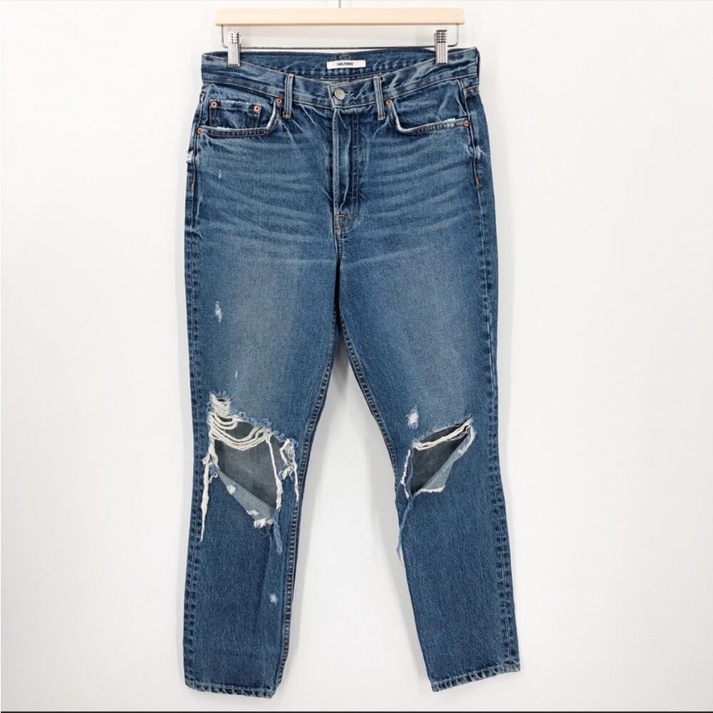 GRLFRND Karolina Skinny Leg Jeans In More Life Distressed High Rise No Stretch
